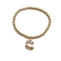 Adjustable golden beaded bracelet with colorful zircon Christmas bell charms - Bell Pendant Style / Gold (0826YS)