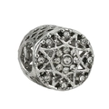 Silver owl alloy charm bead with geometric cutout design and sparkling crystals - Geometric Hollow Full Rhinestone Bead