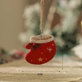 Christmas resin red glove ornament with gold star and holly detail, 5cm size - Christmas Glove Style