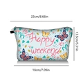 Butterfly printed cosmetic bag with Happy Weekend text and size guide markings - Happy weekend (jiaying28)