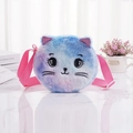 Cute plush cat-shaped crossbody bag for kids in blue and purple gradient color - Cat Shape / Blue