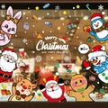 Stickers de Noël pour vitrine avec Père Noël et rennes pour décoration festive - Ensemble de 8 (Mix Cartoon/Manchot/Lapin/Pain d'Épice)