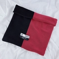 Winter thermal neck warmer in black and dark red fleece with stitched brand label - Color Block Snood-Black Red