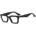 Occhiali da sole quadrati cat-eye con montatura nera spessa per un look retrò alla moda - Nero Lucido Lenti Trasparenti