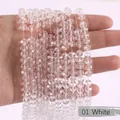 01 White faceted crystal rondelle beads for jewelry making, clear transparent glass spacers - 01 Clear White