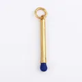 Gold matchstick charm with blue enamel tip and textured finish for jewelry making - Matchstick Shape-Dark Blue