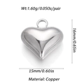 Detailed size chart of silver heart pendant with dimensions and copper material specs - Ysn024-8 / 18K Gold
