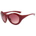 Y2K futuristic oversized sunglasses with wavy red frame and gradient red lenses - Red Frame Gradient Red Lens