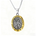 Collar de medalla de San Cristóbal estilo Vikingo con cadena de plata y acabado oro - Colgante Bicolor (A0701)