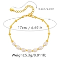 Detailed size specifications for the 18K gold plated pearl bracelet with measurements - KB0137-Gold Ball Spaced Pearls