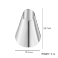 Stainless steel piping nozzle with serrated tip, 29.7mm height and 18.1mm base diameter - Pattern 34