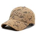 Casquette de baseball kaki avec broderie ARQ et imprimé taches d'encre pour homme femme - Réglable / Beige Foncé