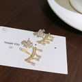 Detail of elegant gold flower earrings with sparkling zirconia tassels on a card - Gold (ED65371)