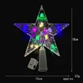 Lighted 18cm transparent star tree topper with colorful LED lights and battery box - Button Cell / 15cm Striped Multicolor Light