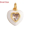White heart enamel pendant with gold frame and heart-shaped crystal stone charm - M651376 / White