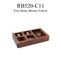 Black walnut portable jewelry box with 5 slots and transparent magnetic lid - 5 Slots Brown Velvet (RB520-C11)
