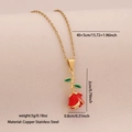 Collier doré avec pendentif rose rouge, acier inoxydable et cuivre, 40+5cm de long - Rose Rouge