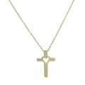 Elegant 18k gold-plated brass cross pendant necklace with heart zircon inlay - Gold Hollow Heart Cross (20240108A)