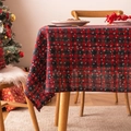 American Christmas tablecloth featuring red and green plaid patterns with snowflake prints - 140*160cm / Fine Plaid Small Snowflake