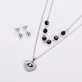 Detail of silver stainless steel jewelry set with black evil eye heart pendant and studs - Silver (Black Eye)