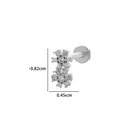 Silver flat back stud with stacked flower zircon clusters, 0.82cm height dimension - Double Flower / Silver