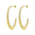 Minimalist golden titanium steel hoop earrings with polished V-shape drop design - Irregular No.2 Gold