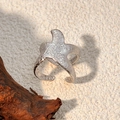 Minimalist silver starfish ring with textured surface and open adjustable design - Silver