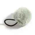 Plush faux fur pom pom hair tie in light grey-green with high elastic band - Light Green Pom Pom 5cm