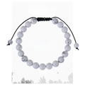 Handmade howlite stone beaded bracelet with adjustable black woven rope on display card - White Howlite Bracelet