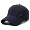 Classic dark blue twill baseball cap for men featuring a metallic Narason side logo - Adjustable / Navy Blue