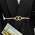 Chaîne de taille élastique dorée pour femme avec boucle double cercle sur blazer - A174 Boucle à double anneau rond / Doré