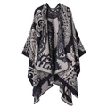 Ethno-Paisley-Kaschmir-Schal mit dunkelblauem und beige Blumendesign für Damen - Einheitsgröße / Paisley-Marineblau