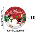 Lot de 10 assiettes de Noël avec Père Noël et bonhomme de neige, diamètre de 22,8 cm - Assiettes en Papier Bonhomme de Neige de Noël 9 Pouces 10 Pièces