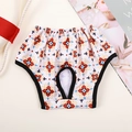 Dog physiological pants with red and yellow floral print and elastic waistband - Ethnic Style