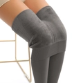 Leggings térmicos de talla grande para mujer con forro polar y cintura alta elástica - Talla única / Gris