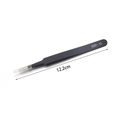 Detail of ESD-13 anti-static black stainless steel tweezers with protective tip cover - ESD-13 (Round Flat Tip) / Black