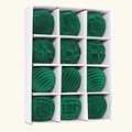 Set of 12 green flocked velvet Christmas balls with embossed patterns in a box - 6CM 12Pcs/Set / Green