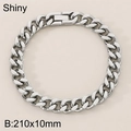 Poliertes silbernes Panzerarmband aus Edelstahl in der Größe 210x10mm Variante - 10mm Vierseitig Poliert