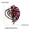 Broche de cristal de moda con piedras rojas oscuras y marco de corazón en bronce - Morado