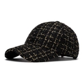 Berretto da baseball classico in tweed nero e oro con filo metallico e trama elegante - Regolabile / Nero