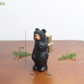 Standing black carved wood bear figurine with wood bundle, size 11cm by 4cm - Bear Carrying Firewood / Black