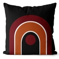 Square black velvet pillow case with wine red and caramel geometric arch pattern - 45*45cm (No Insert) / Black Geometric Arch (CRD61-10)