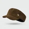 British style dark brown PU suede cadet cap with vintage plaid interior and metal logo - One Size / RIOG Equestrian Hat-Khaki
