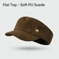 British style dark brown PU suede cadet cap with vintage plaid interior and metal logo - One Size / RIOG Equestrian Hat-Khaki