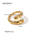 Anello regolabile in acciaio inossidabile dorato con trama martellata e design concavo - Anello a Trama Martellata Irregolare - Oro (JDR2306010)