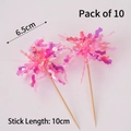 Pink laser fringe cupcake picks set of 10 for party dessert table decoration - Orange Rain Silk Pick (10 Pcs)