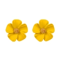 Französische quadratische Blumenohrstecker in Gelb mit goldenen Details für Damen - KC Gold/Gelb 7230