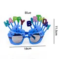 Blauwe feestbril met happy birthday cupcake decor, maat 18cm breed en 11,5cm hoog - Donkerblauwe Cupcake Verjaardagsbril