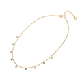 Gold stainless steel chain necklace with green turquoise and clear crystal pendants - 1# Waterdrop