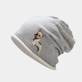 Light grey slouchy knit beanie featuring a cute French Bulldog print for casual wear - French Bulldog Print / Bulldog Light Gray